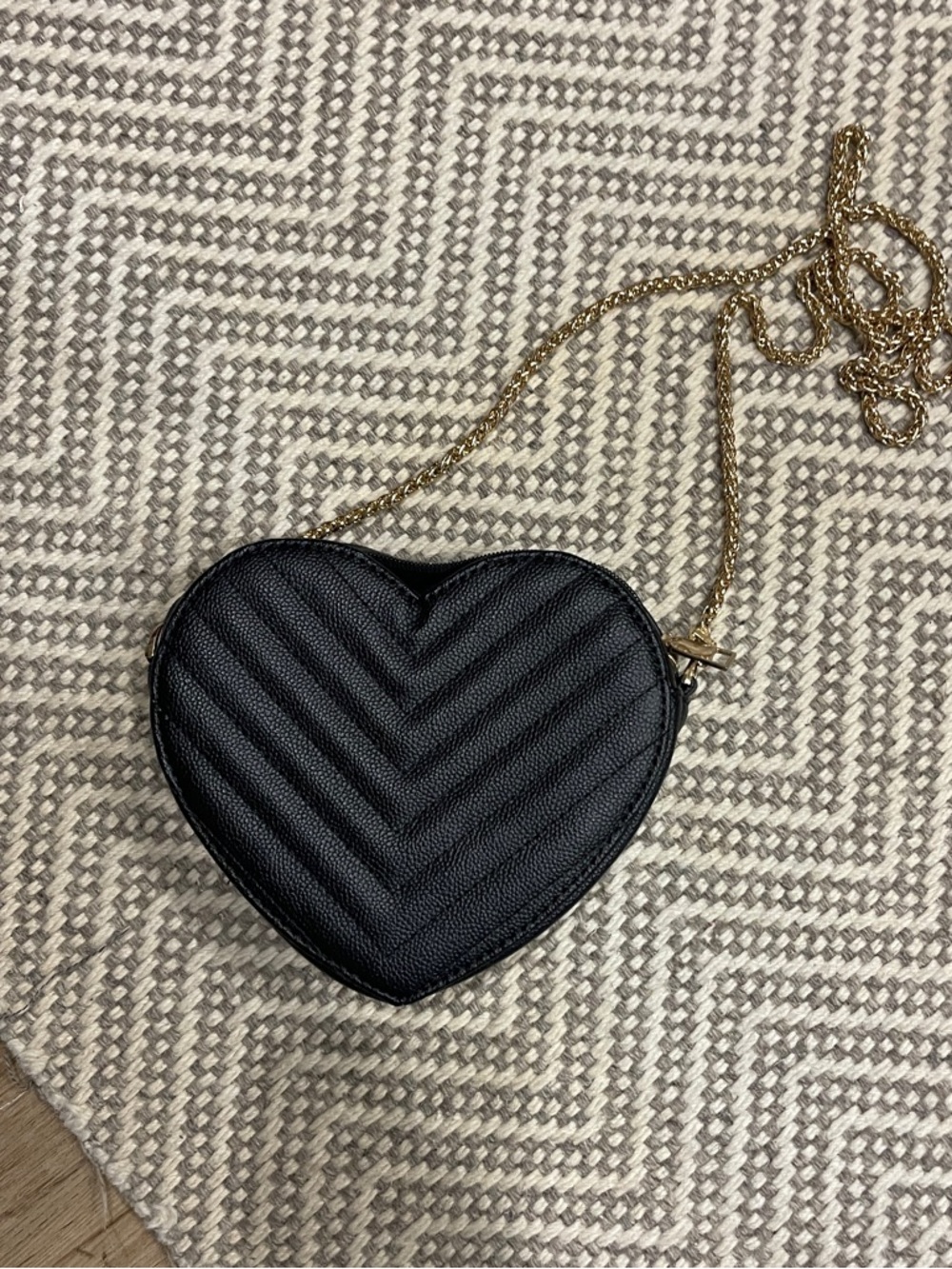 Black Heart Crossbody Bag with Gold Chain